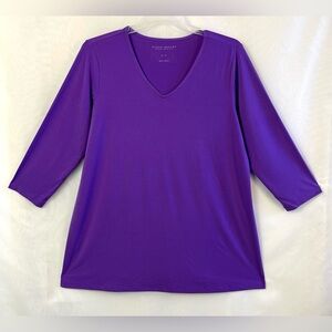 New Susan Graver Modern Essentials Liquid Knit Purple Tunic Top XL